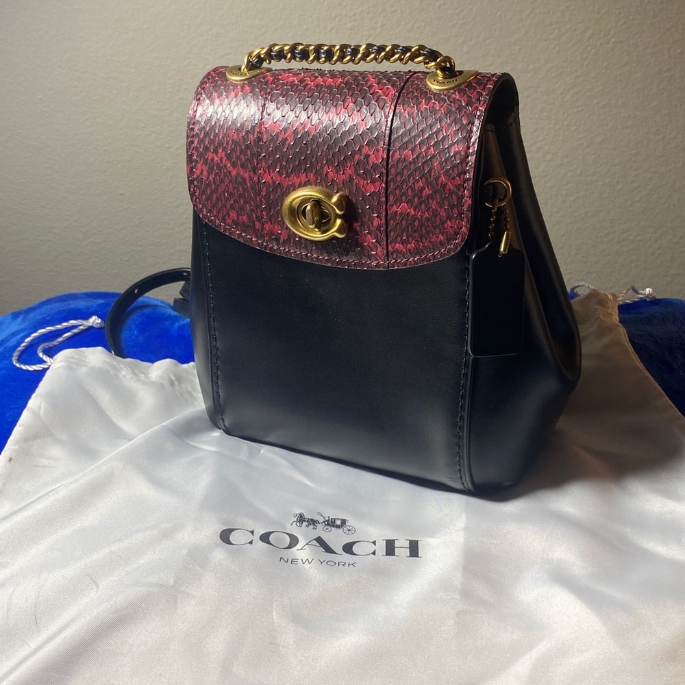 Coach Black and Red leather Parker Mini convertible Backpack